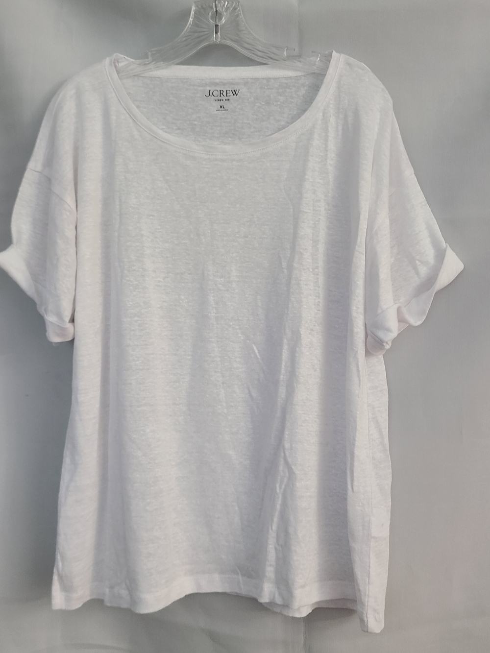 J Crew Sz XL White Lightweight Linen Minimalist Neutral Capsule Casual T Shirt